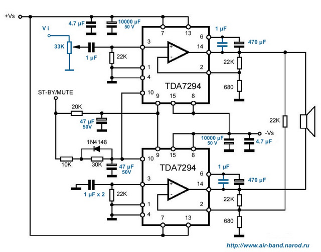 Hi-Fi усилитель на микросхеме TDA7294 / TDA7293